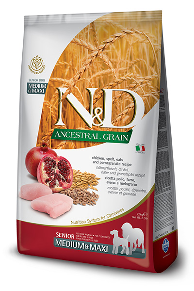 Сухой корм для собак Farmina N&D Ancestral Grain Senior Medium & Maxi низкозерновой с курицей и гранатом 12 кг
Сухой корм для собак Farmina N&D Ancestral Grain Senior Medium & Maxi низкозерновой с курицей и гранатом 12 кг