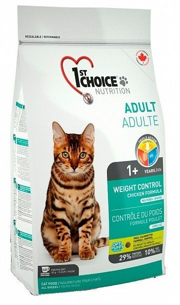Сухой корм для кошек 1st Choice Weight Control for Adult Сухой корм для кошек 1st Choice Weight Control for Adult Сухие повседневные<br><br><br>Вкус: с курицей<br>Размер животного: всех пород<br>Возраст: для взрослых<br>Упаковка: пластиковый пакет<br>Вид животного: для кошек
