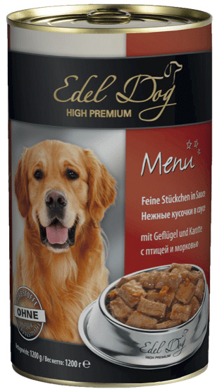 Влажный корм для собак Edel Dog нежные кусочки в соусе с птицей и морковью 1,2 кг
Влажный корм для собак Edel Dog нежные кусочки в соусе с птицей и морковью 1,2 кг
