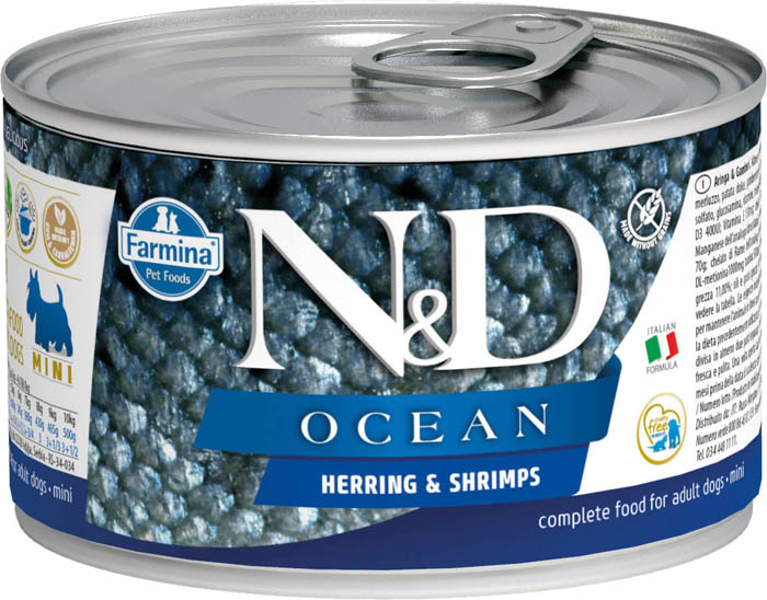 Влажный корм для собак Farmina N & D Ocean Herring & Shrimp Mini с сельдю и креветками для маленьких пород 0,14 кг
Влажный корм для собак Farmina N & D Ocean Herring & Shrimp Mini с сельдю и креветками для маленьких пород 0,14 кг