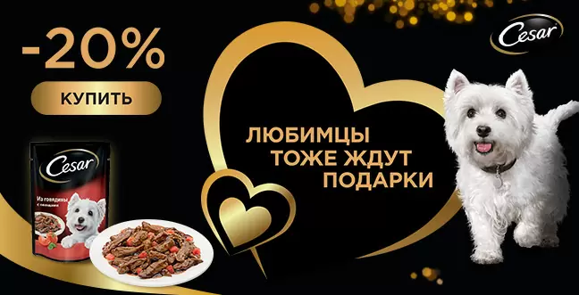 Скидка 20% на корма Cesar для собак