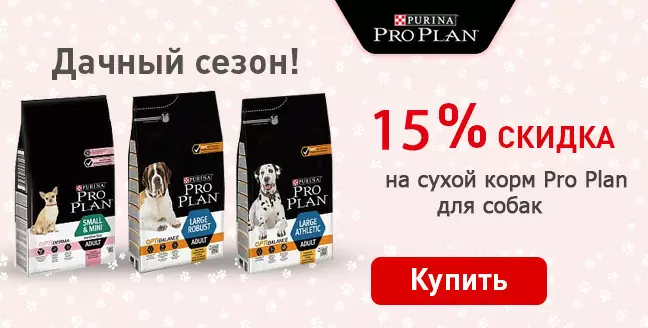 Скидка 15% на сухие корма Pro Plan для собак!