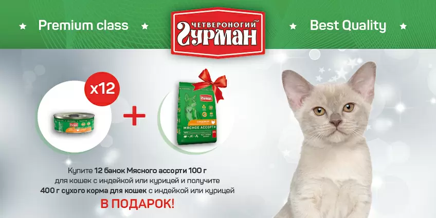400гр корма Четвероногий гурман в подарок