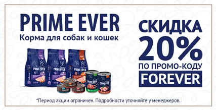 Скидка корма Prime Ever по промокоду!