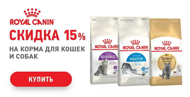 Скидка 15% на Royal Canin для кошек и собак