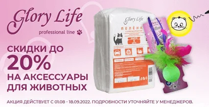 Скидка до 20% на аксессуары Glory Life для кошек и собак!