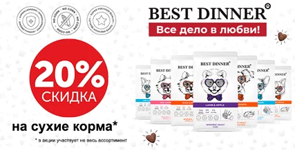 Скидка 20% на сухой корм Best Dinner!
