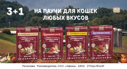 3+1 на паучи для кошек Solid Natura Premium
