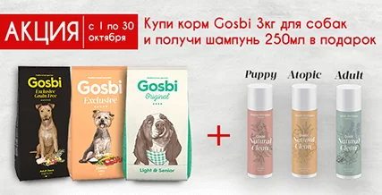 Шампунь в подарок при покупке кормов Gosbi