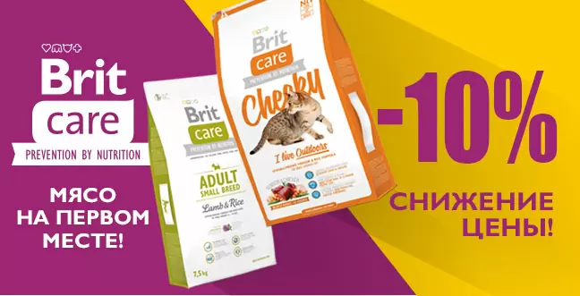 10% скидка на корма Brit Care