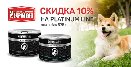 Скидка 10% на консервы Platinum line для собак!