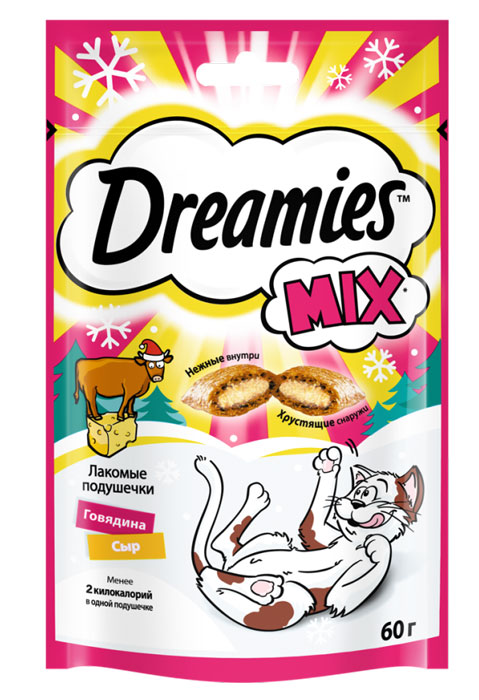 Лакомство для кошек Dreamies с говядиной и сыром 0,06 кг 