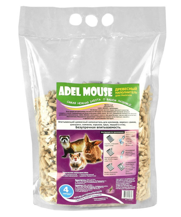 Наполнитель Adel Cat Mouse для грызунов древесный 1,4кг 4 л