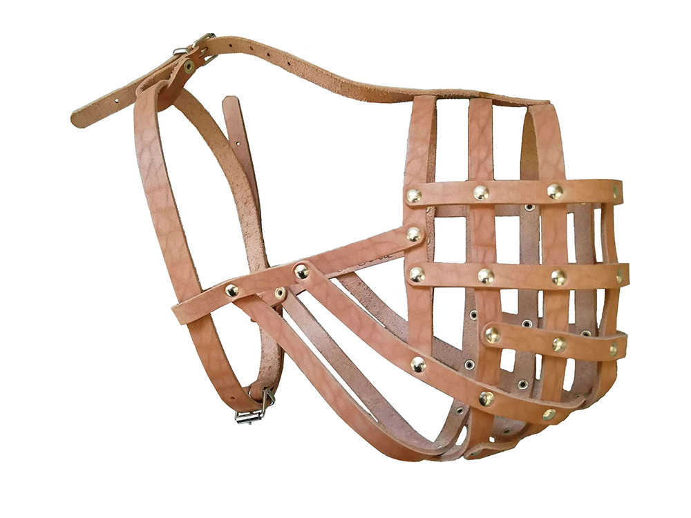 Намордник Аркон сетчатый укороченный натуральный кожа 50 см 300₽