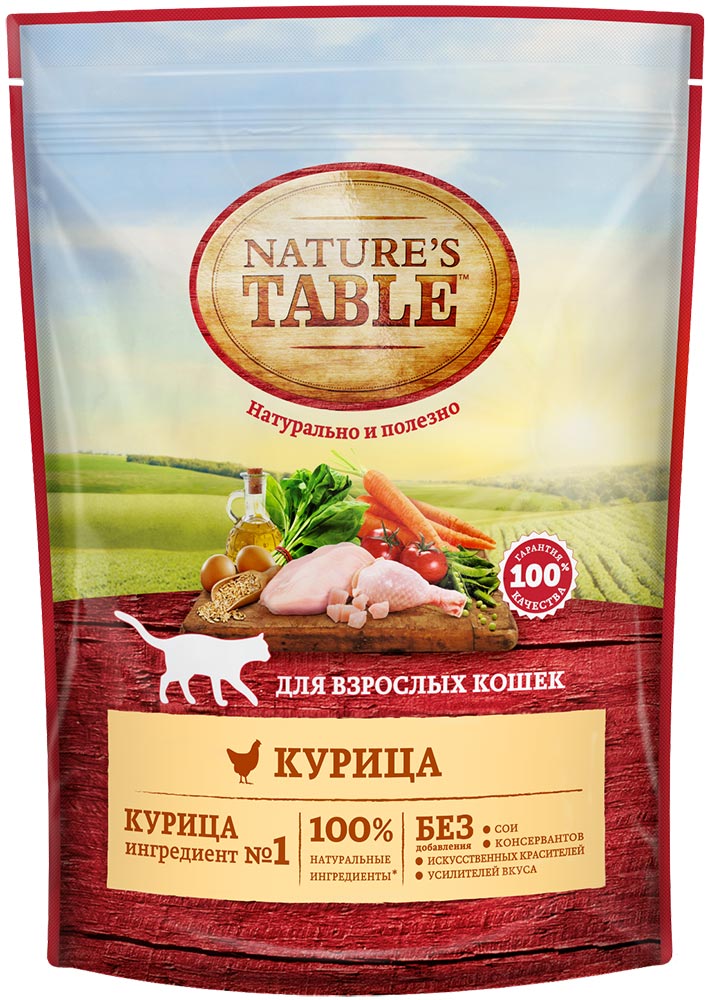 

Сухой корм для кошек Natures Table с курицей 0,19 кг