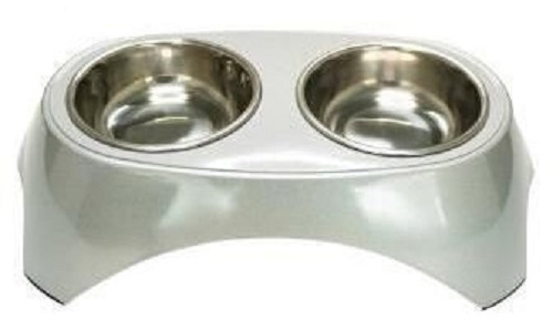 Миска для собак Superdesign двойная на меламиновой подставке Металлик меламин 700 мл