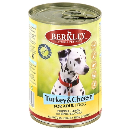 

Влажный корм для собак Berkley Turkey & Cheese 0,4 кг