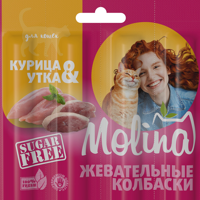 

Лакомство для кошек Molina Курица и Утка 0,02 кг