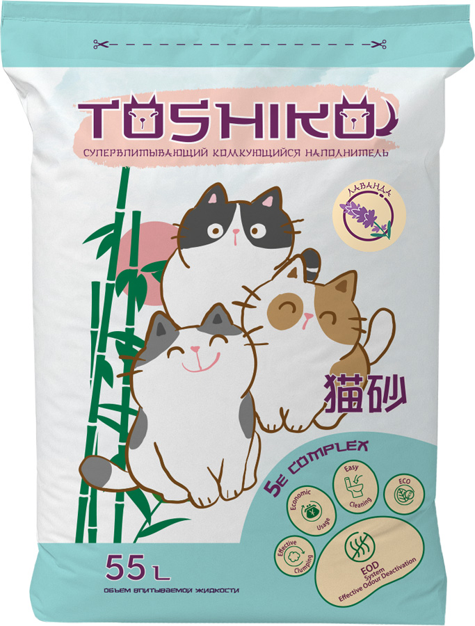 Наполнитель Toshiko Лаванда комкующийся древесный лаванда 202кг 55 л 5032₽