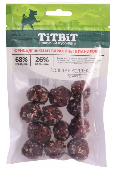 

Лакомство для собак Titbit Фрикадельки из баранины в панировке 0,07 кг