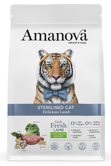 

Сухой корм для кошек Amanova Sterilized с аппетитным ягнёнком 0,3 кг
