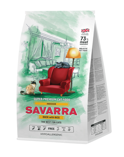 Сухой корм для кошек Savarra Indoor 2 кг, размер всех пород - фото 1