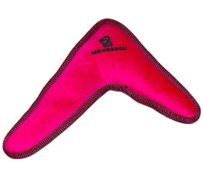 Мягкая игрушка для собак MrKranch для мелких и средних пород Бумеранг с пищалкой 22х19х45см розовый 300₽