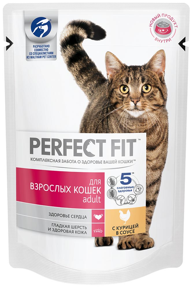 

Влажный корм для кошек Perfect Fit с курицей в соусе 24шт 0,085 кг