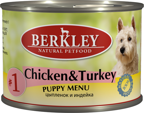 

Влажный корм для собак Berkley №1 Chicken & Turkey 0,2 кг