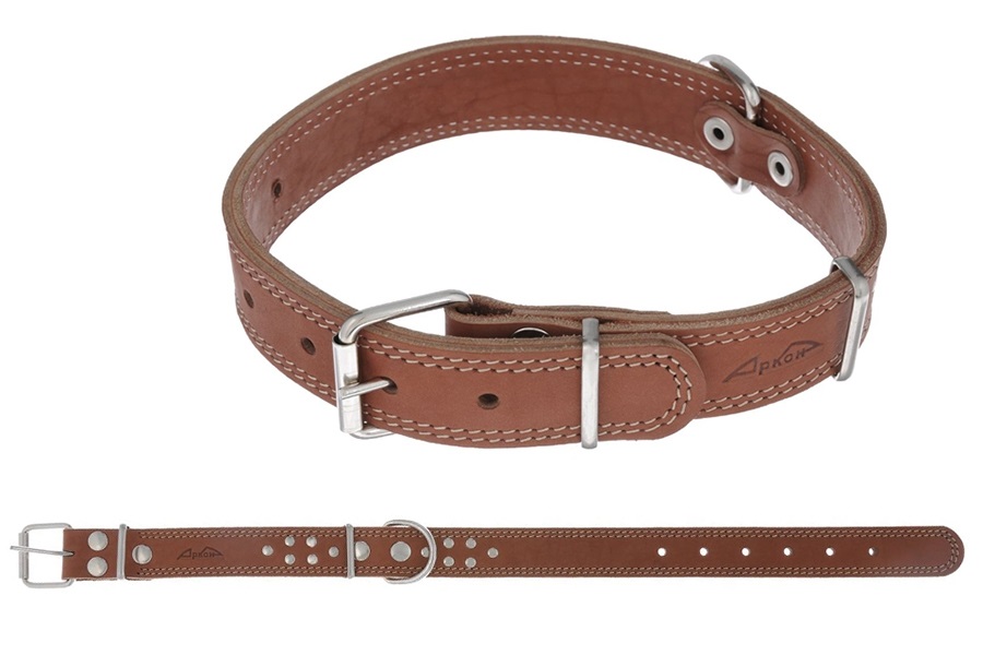 Ошейник Аркон с украшениями коньячный кожа 22-29x14 118₽