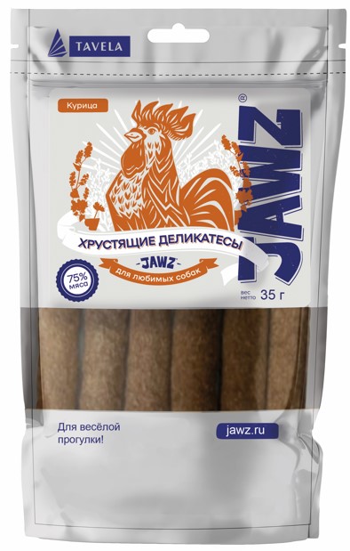 Лакомство собаки JAWZ Хрустящие деликатесы с курицей 0035 кг 153₽