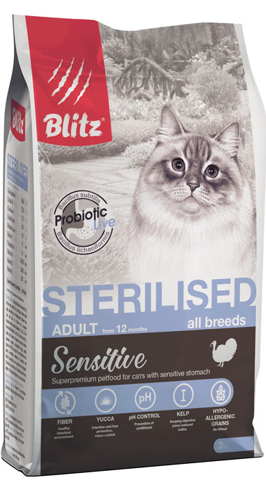 

Сухой корм для кошек Blitz Sterilised 2 кг