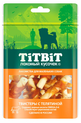 Лакомство для собак Titbit Твистеры с Телятиной 0,05 кг