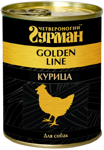 

Влажный корм для собак Четвероногий Гурман Golden line Курица натуральная 0,34 кг