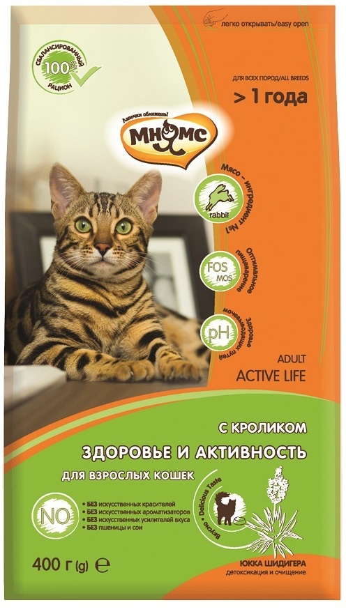 Сухой корм для кошек Мнямс Active Life 0,4 кг