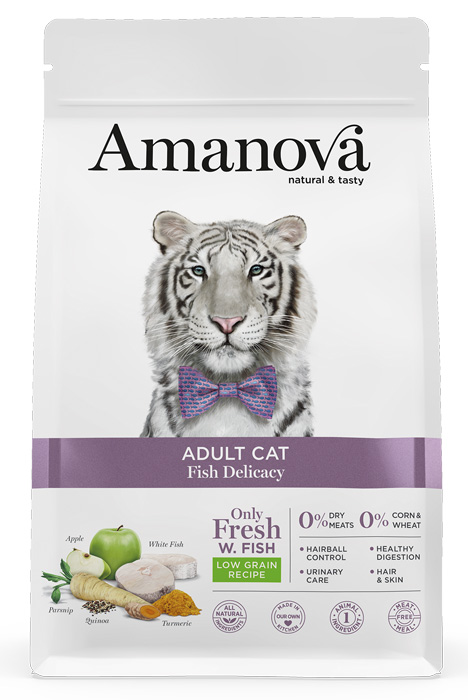 

Сухой корм для кошек Amanova Adult с лакомой белой рыбкой 6 кг