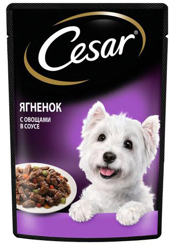 

Влажный корм для собак Cesar Ягненок с овощами пауч 28шт 0,085 кг