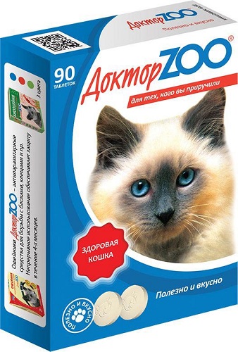 Витаминно-минеральная добавка для кошек Doctor Zoo со вкусом морских водорослей таблетки 90 таб.
