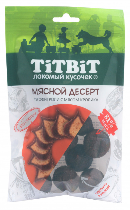 

Лакомство для собак Titbit Профитроли с мясом кролика Мясной десерт 0,085 кг