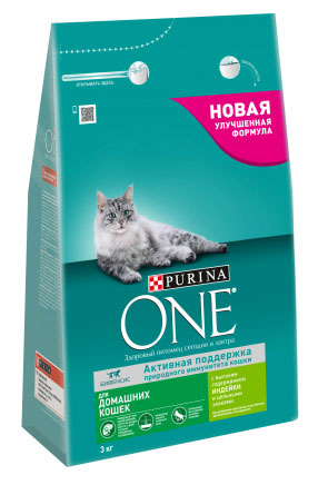 

Сухой корм для кошек Purina One Indor для живущих дома с индейкой и злаками 3 кг