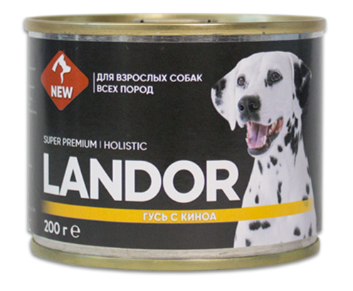 

Влажный корм для собак Landor гусь с киноа 0,2 кг