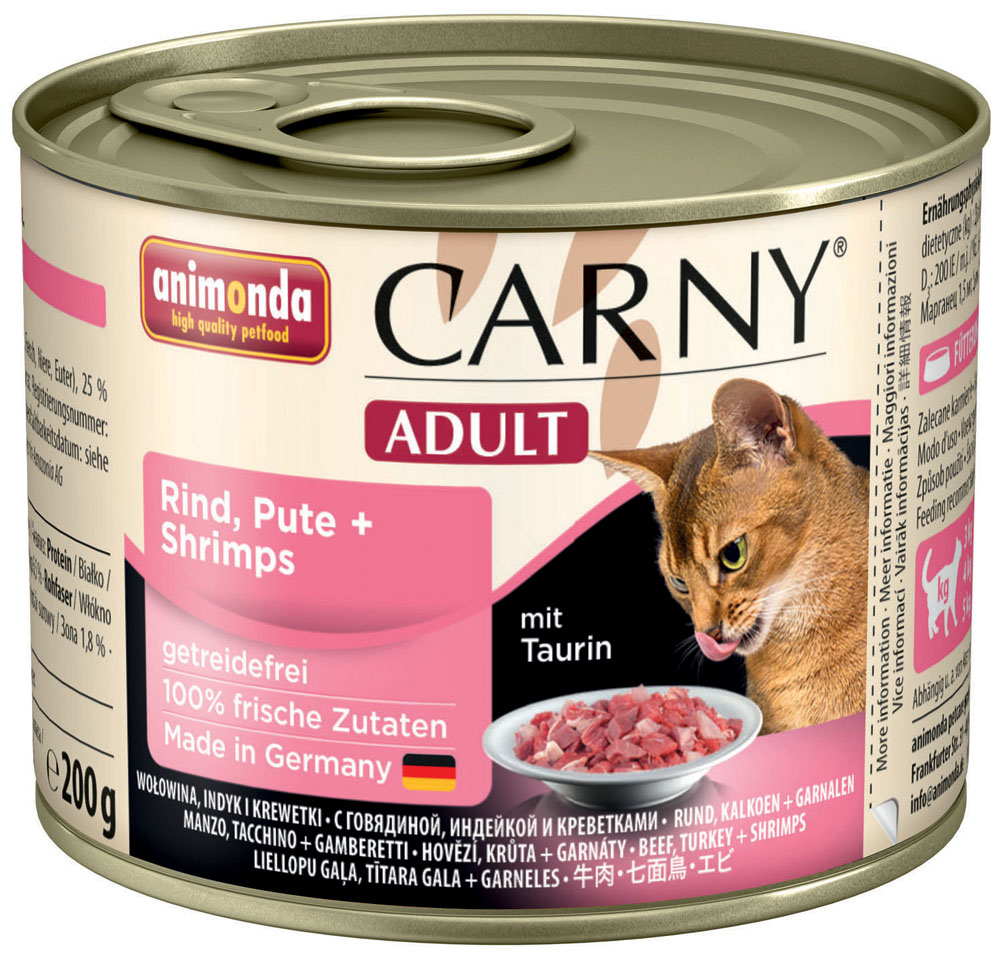

Влажный корм для кошек Animonda Carny Adult Turkey and Shrimps 0,2 кг