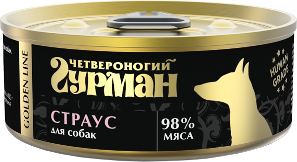 Влажный корм для собак Четвероногий Гурман Golden line Страус 100 г 01 кг 216₽