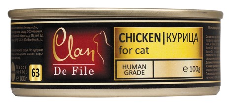 

Влажный корм для кошек Clan De File Chicken 0,1 кг