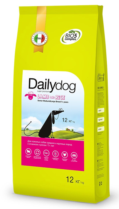 

Сухой корм для собак DailyDog Senior Medium Large с ягненком и рисом для средних и крупных пород 12 кг