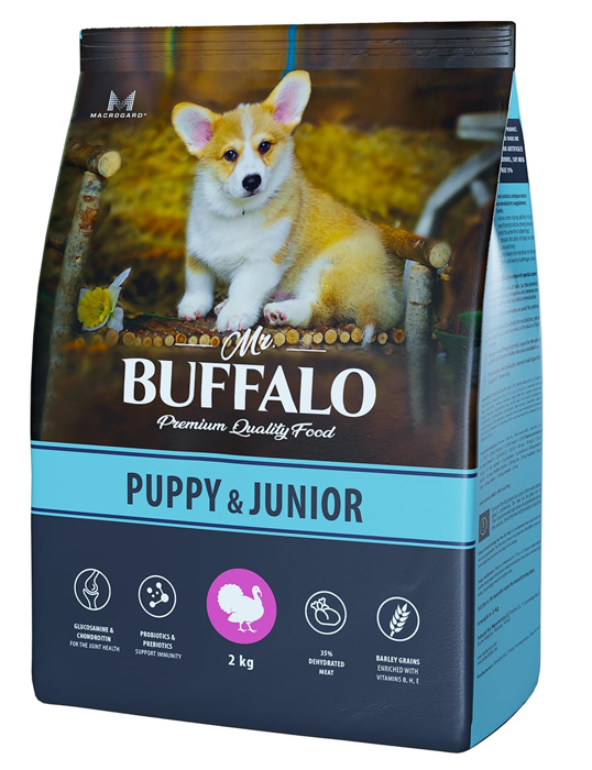 

Сухой корм для щенков Mr.Buffalo Puppy & Junior с индейкой 2 кг