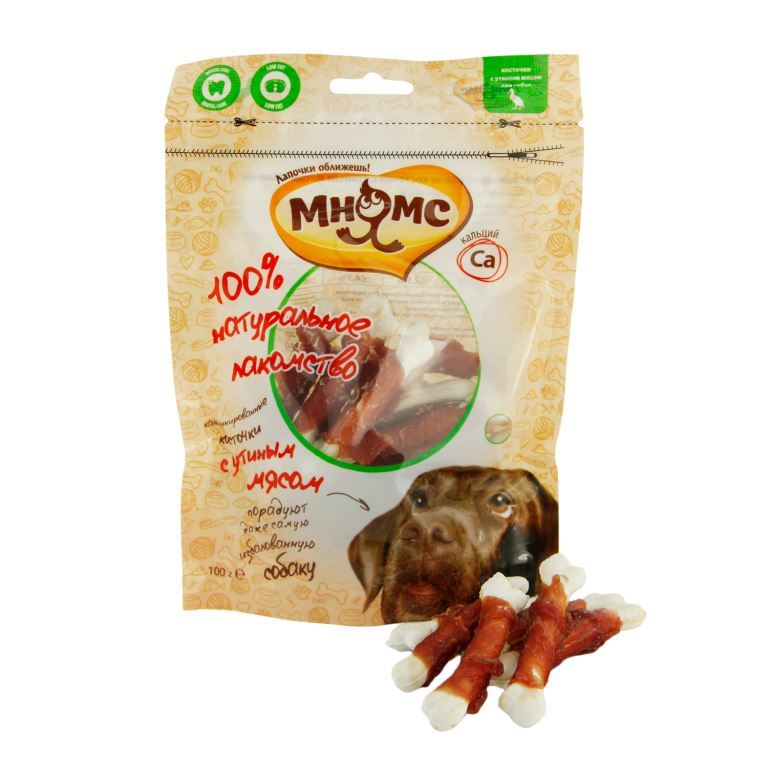 

Лакомство для собак Мнямс кальцинированные косточки с утиным мясом 0,1 кг