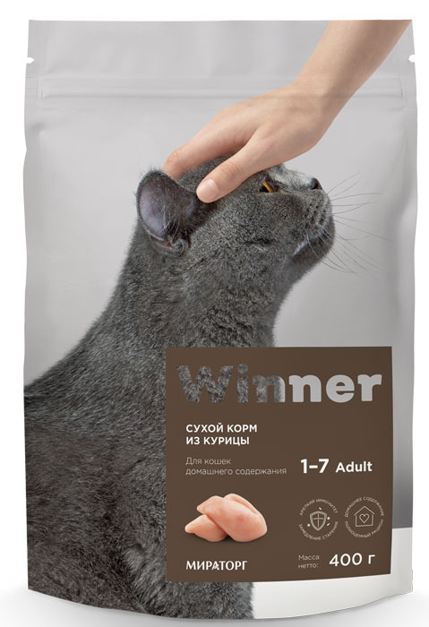 Сухой корм для кошек Winner при домашнем содержании с курицей 0,4 кг