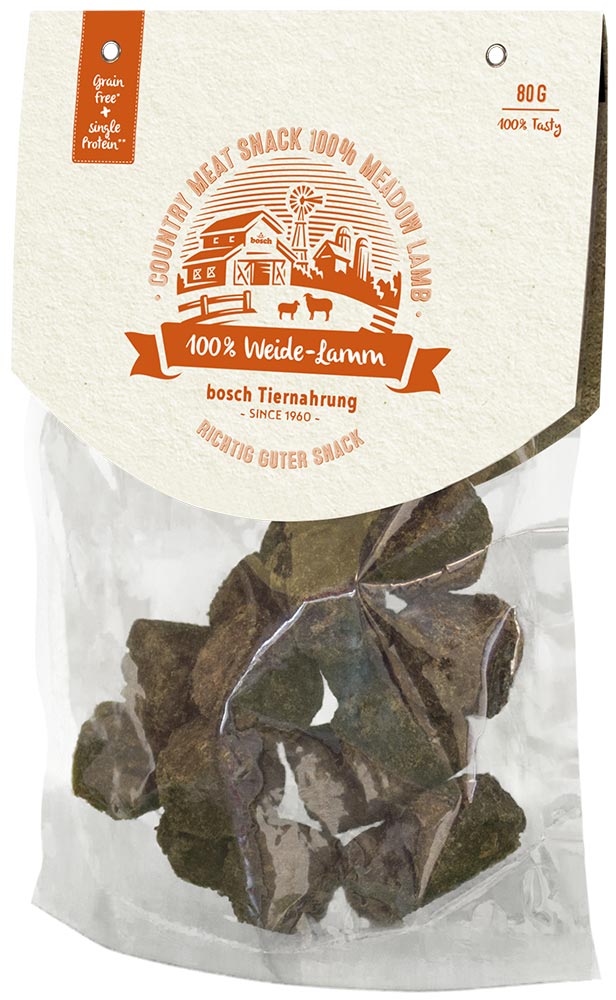 

Лакомство для собак Bosch Country Meat-Snack 100% Meadow Lamb 0,08 кг