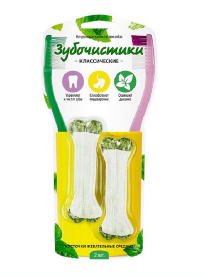 

Лакомство для собак Зубочистики Косточки жевательные средние 2шт/уп 0,07 кг